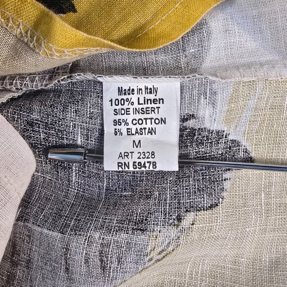 Terzo Millennio Italy Abstract Print Linen Shift Dress Size M Cap Sleeve Pockets - Picture 12 of 13